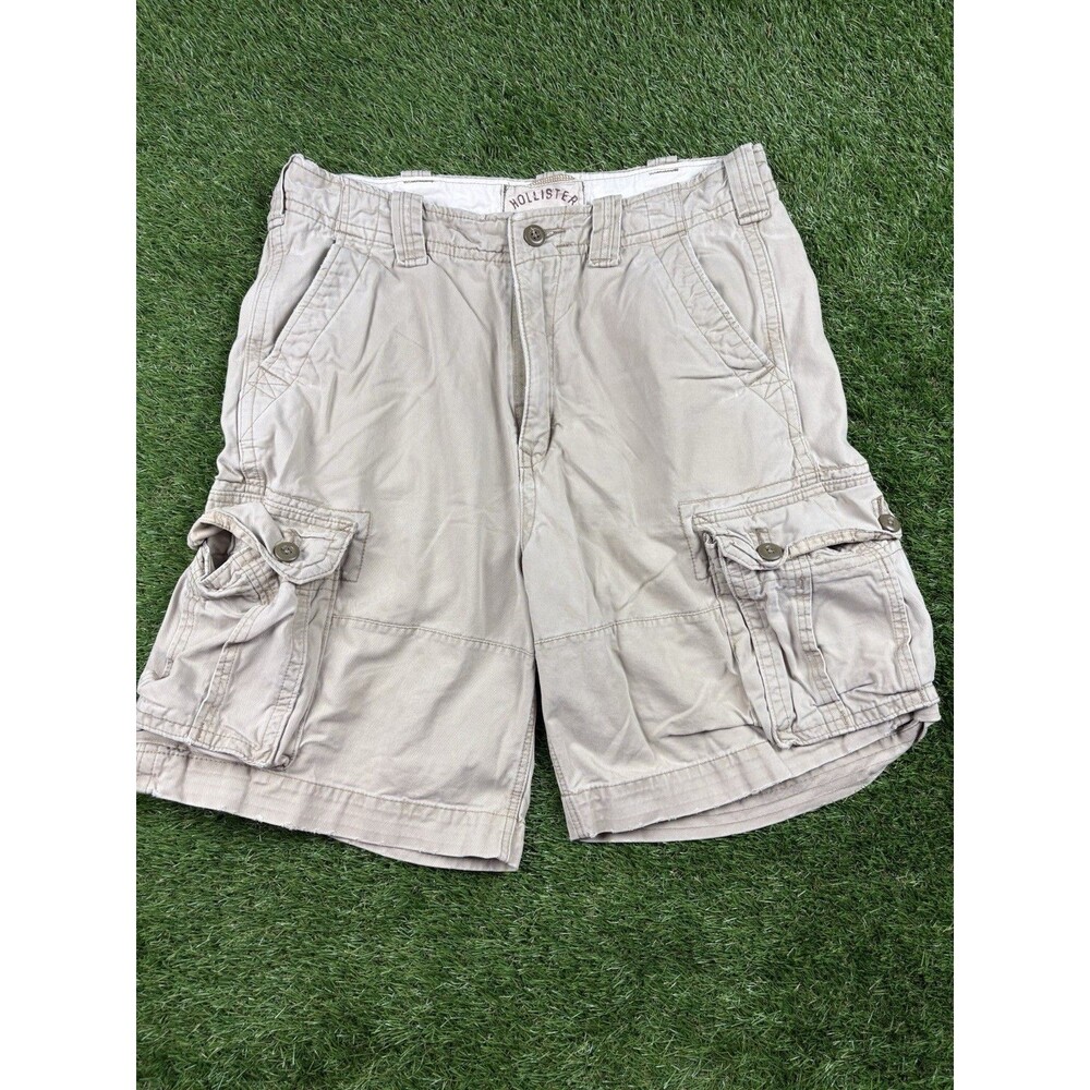 Hollister California Cargo Shorts Men's 34 Beige Khaki Cotton Utility Y2K Skater